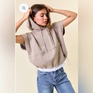Doe & Rae Tan Sleeveless Hoodie
